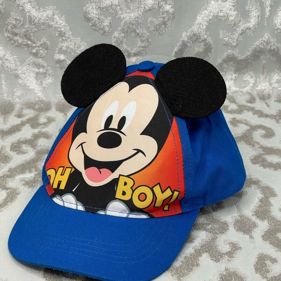 Disney Mickey Baseball Hat Adjustable Velcro with Attached Mickey Mouse Ears - Picture 3 of 4